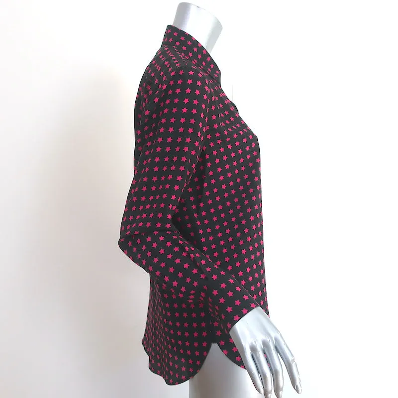 Chemise en soie Saint Laurent à motif étoilé Noir/Rose Taille 42 Blouse à manches longues