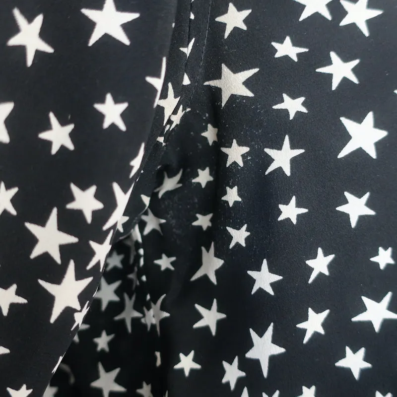 Chemise en soie Saint Laurent à motif étoilé Noir/Blanc Taille 42 Manches longues