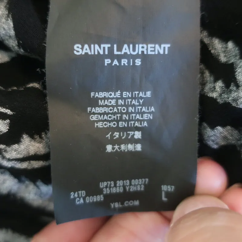 Saint Laurent Débardeur Imprimé Zèbre Noir Taille Grand Blouse Sans Manches Col en V