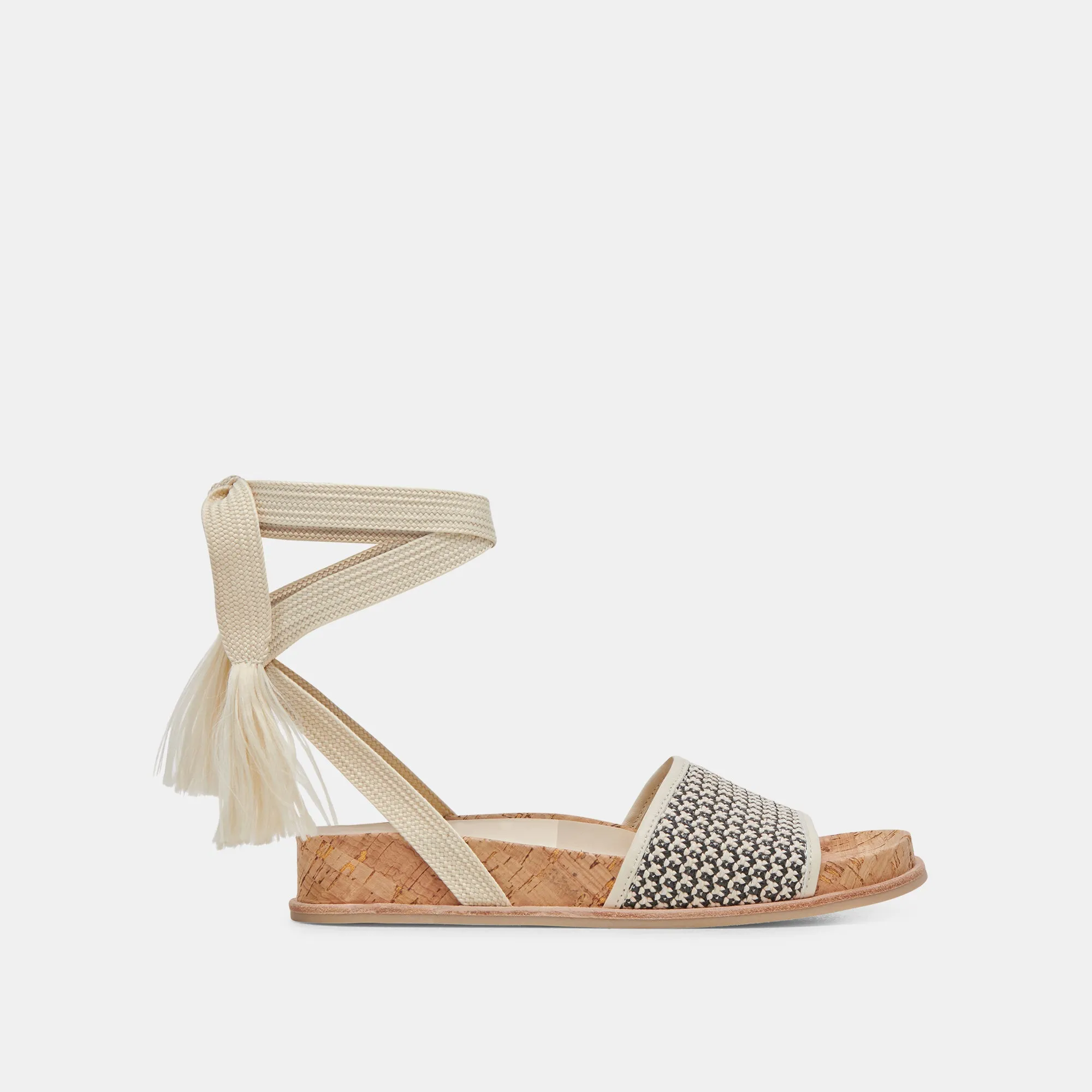 SANDALES SALACY NOIRES EN RAFFIA NATUREL