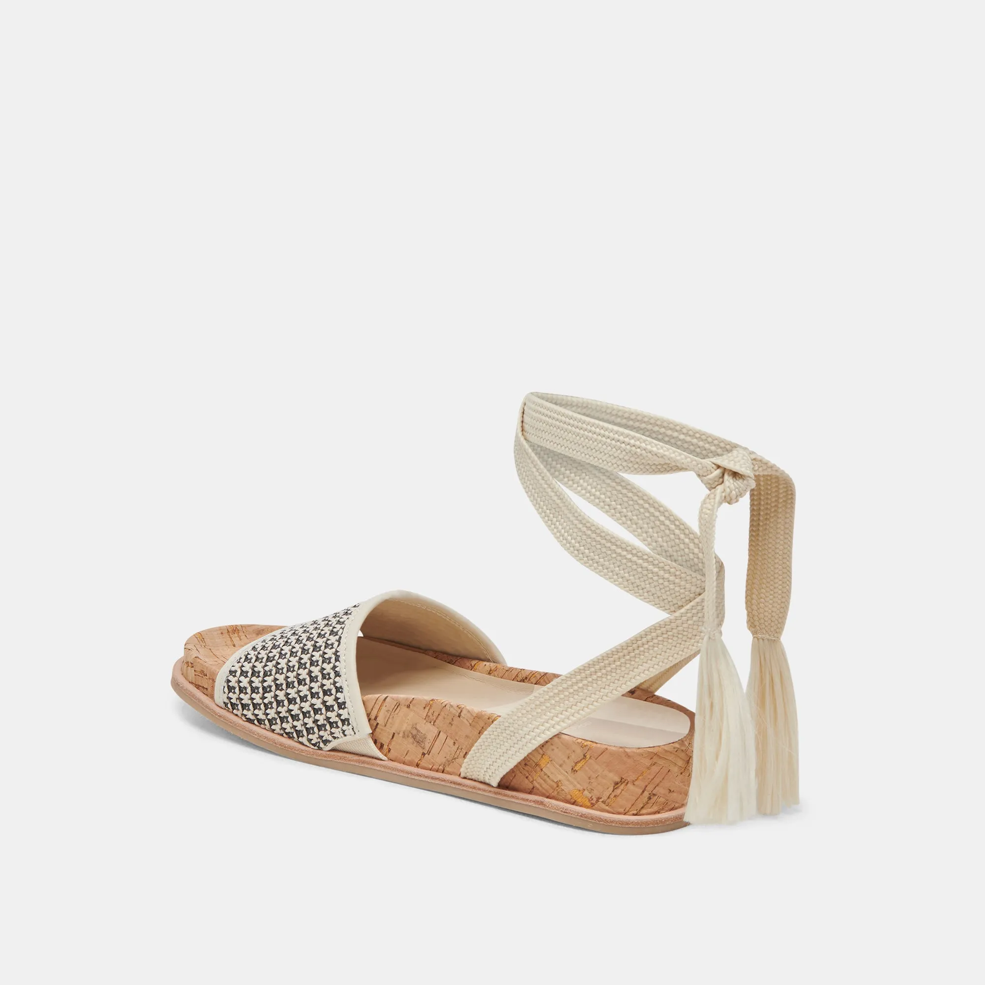SANDALES SALACY NOIRES EN RAFFIA NATUREL