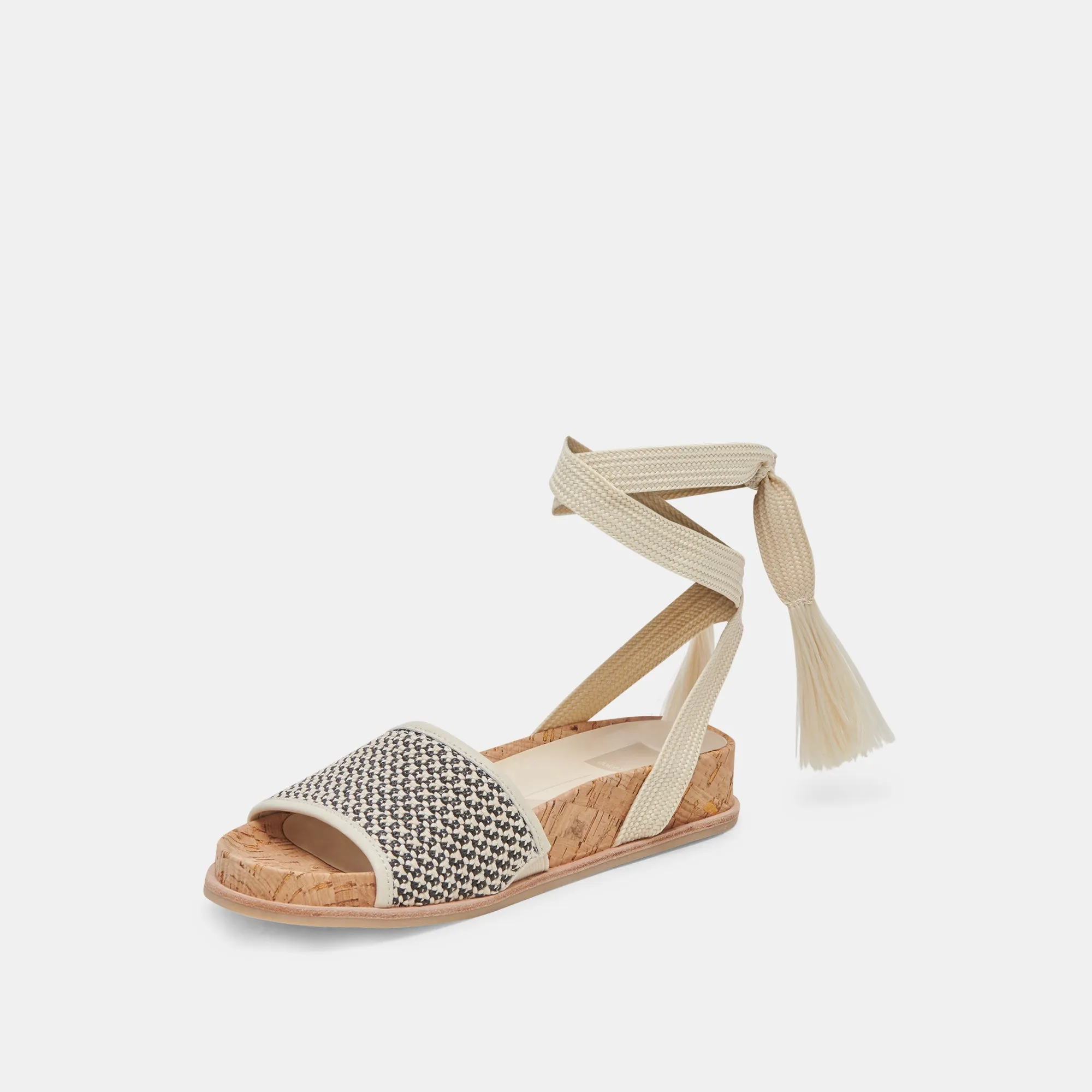 SANDALES SALACY NOIRES EN RAFFIA NATUREL