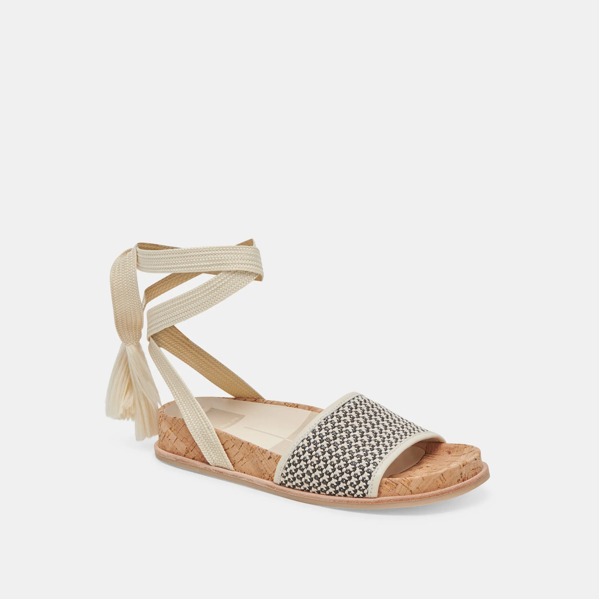 SANDALES SALACY NOIRES EN RAFFIA NATUREL