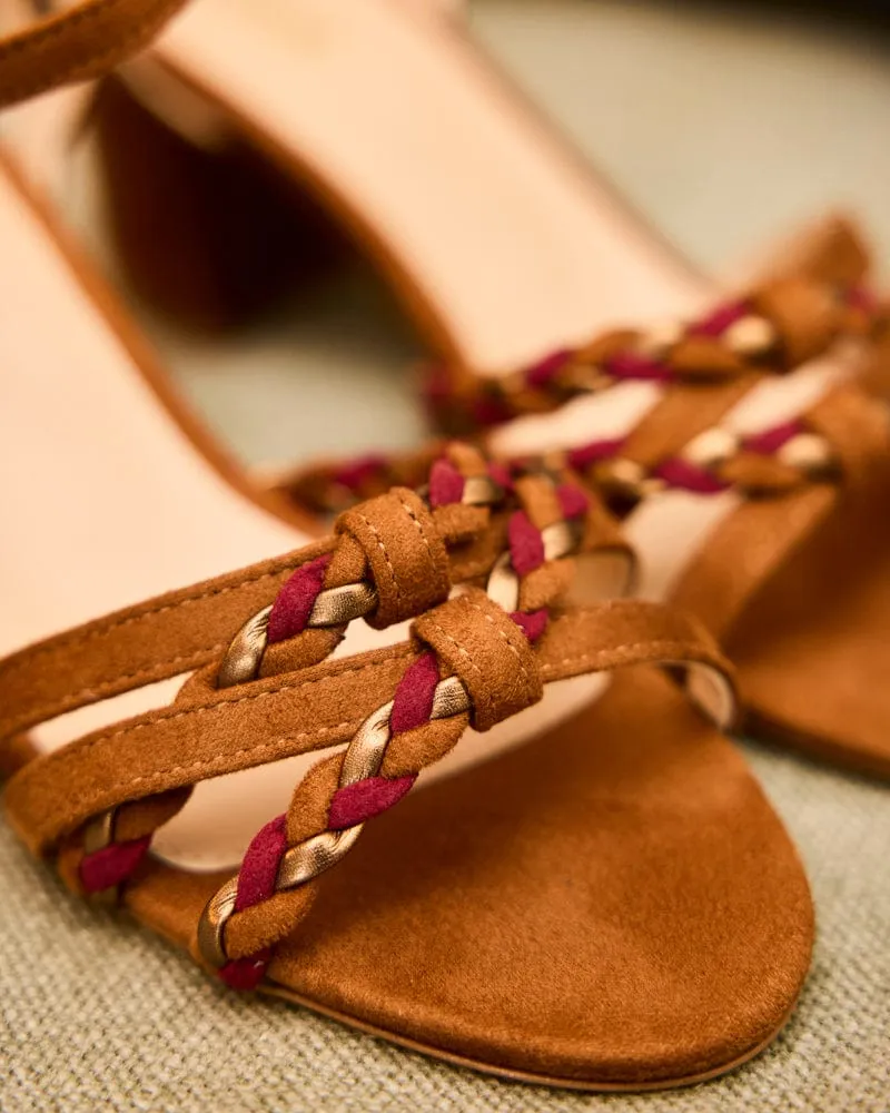 Sandales à talons en simili suédé recyclé vegan Saleccia | Camel