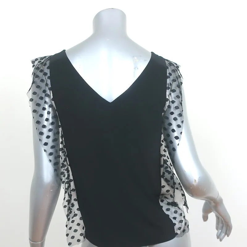 Sandro Blouse à motifs colorés Noir à pois en mousseline et soie Taille 1 Haut sans manches