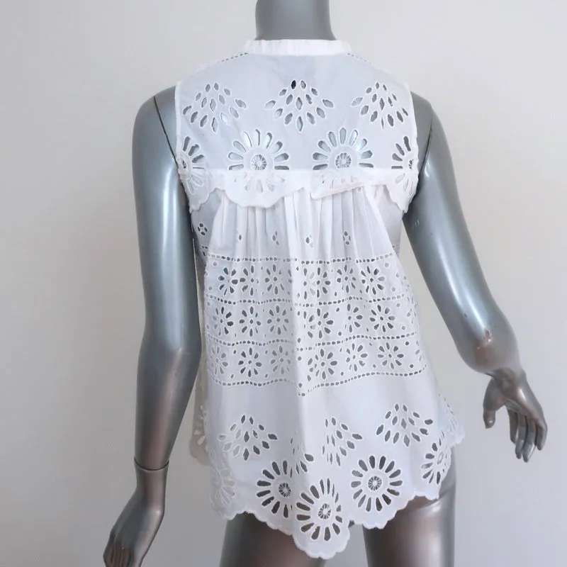 SEA Haut sans manches à œillets explosés en coton blanc Taille 4