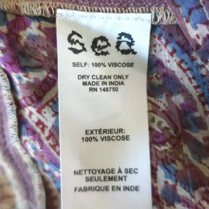 Haut à pompons SEA en mousseline imprimée violette Taille 8 Blouse à manches courtes