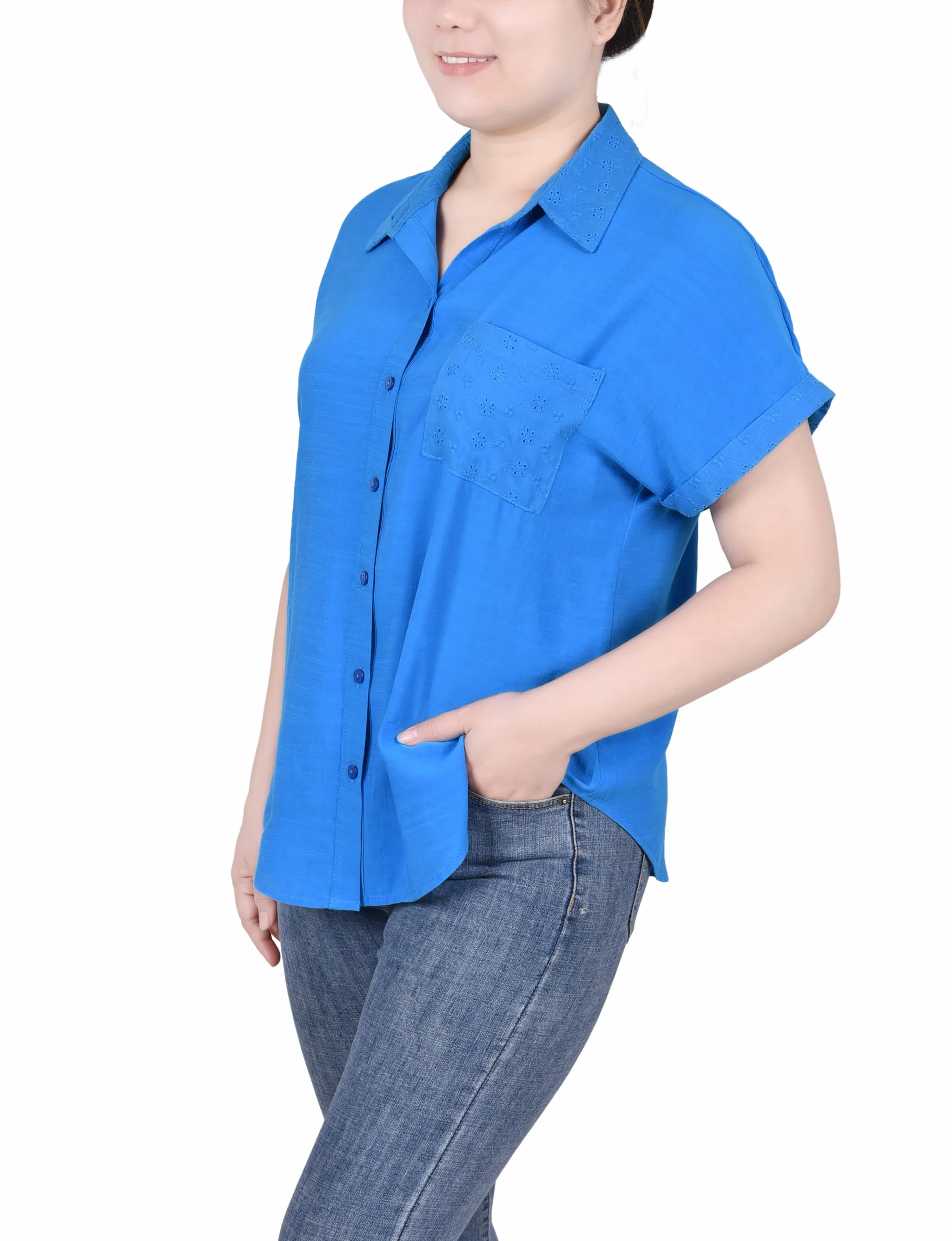 Blouse à manches courtes rallongées