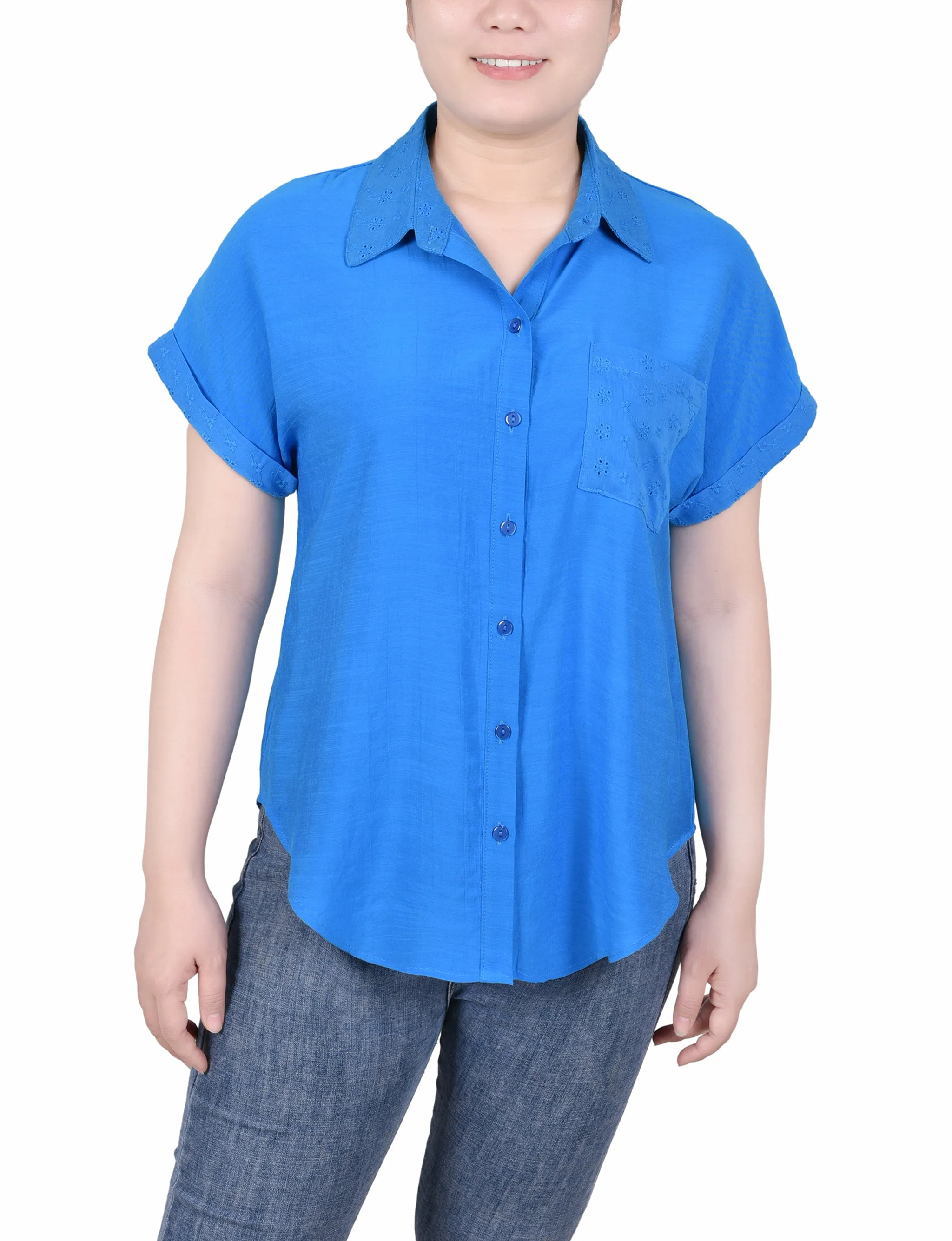 Blouse à manches courtes rallongées