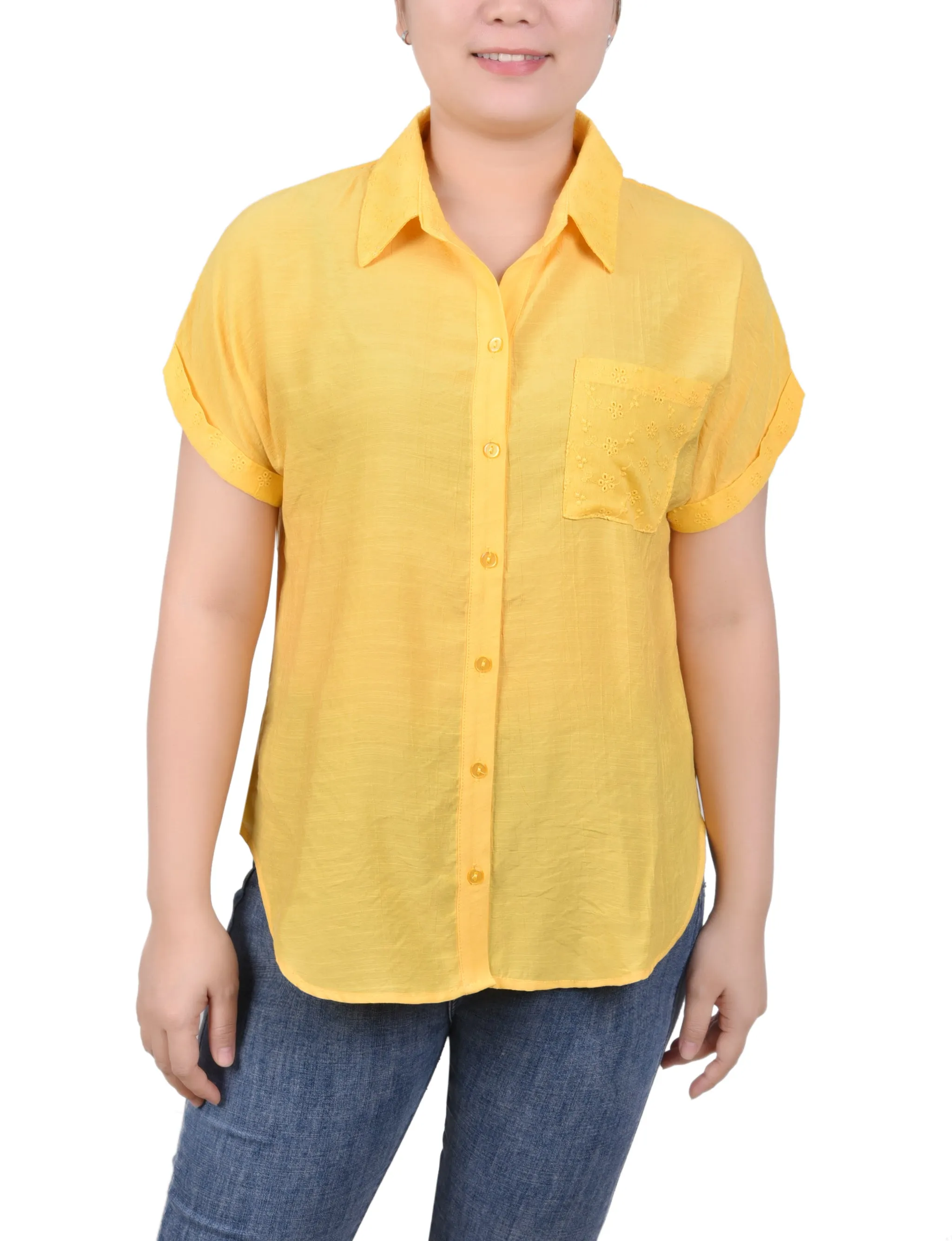 Blouse à manches courtes rallongées