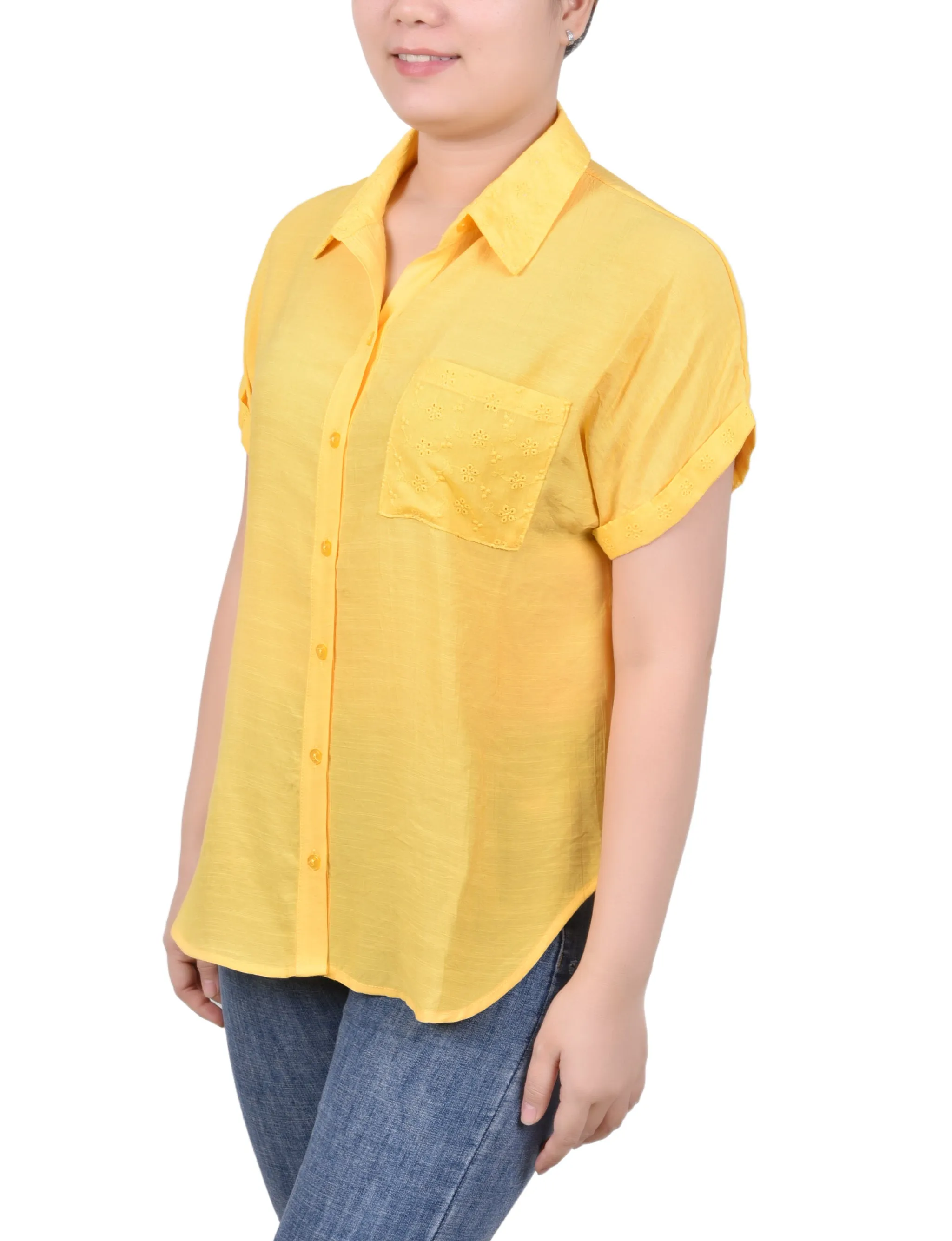 Blouse à manches courtes rallongées