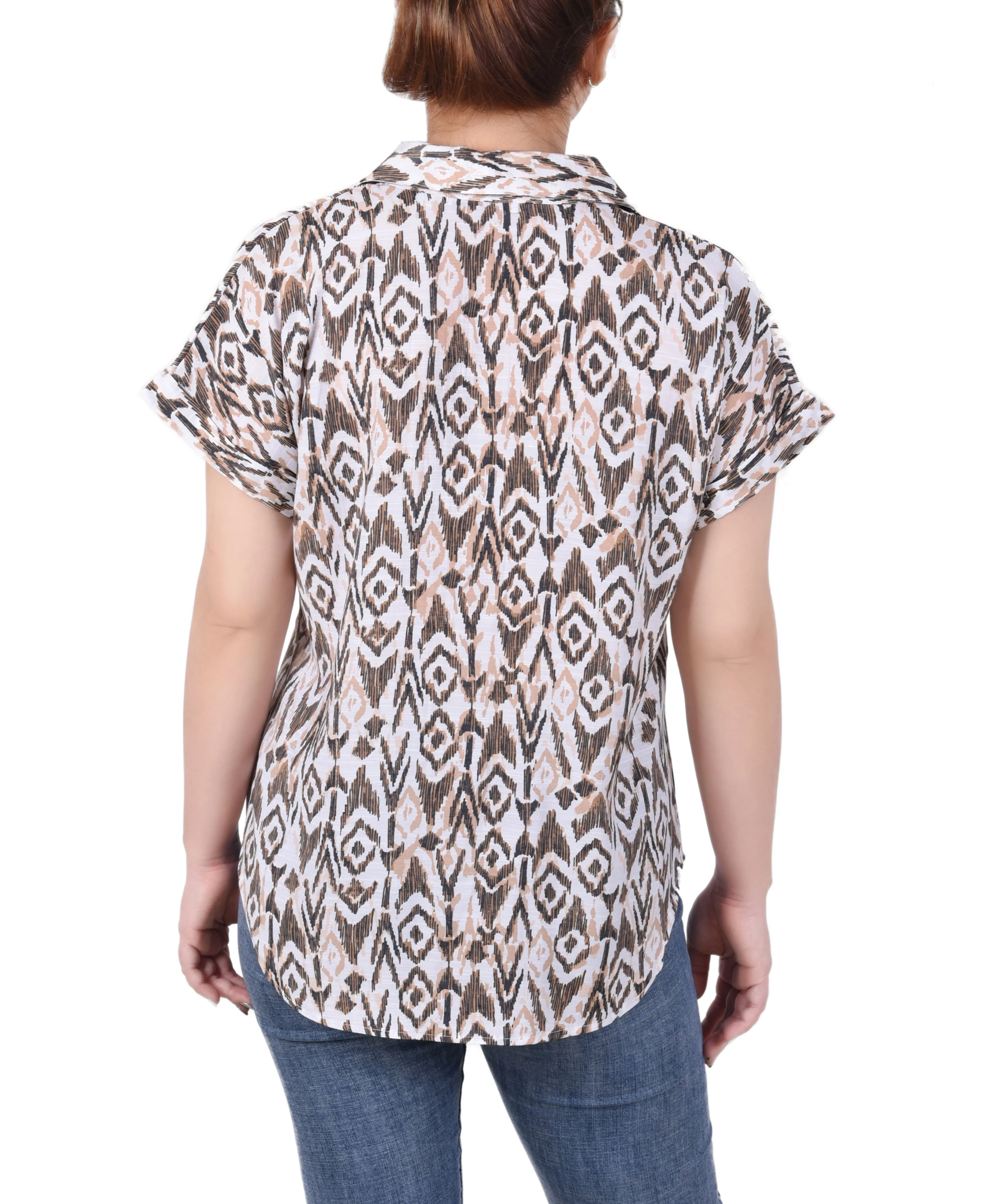 Blouse à boutonnage devant avec manches courtes retroussées