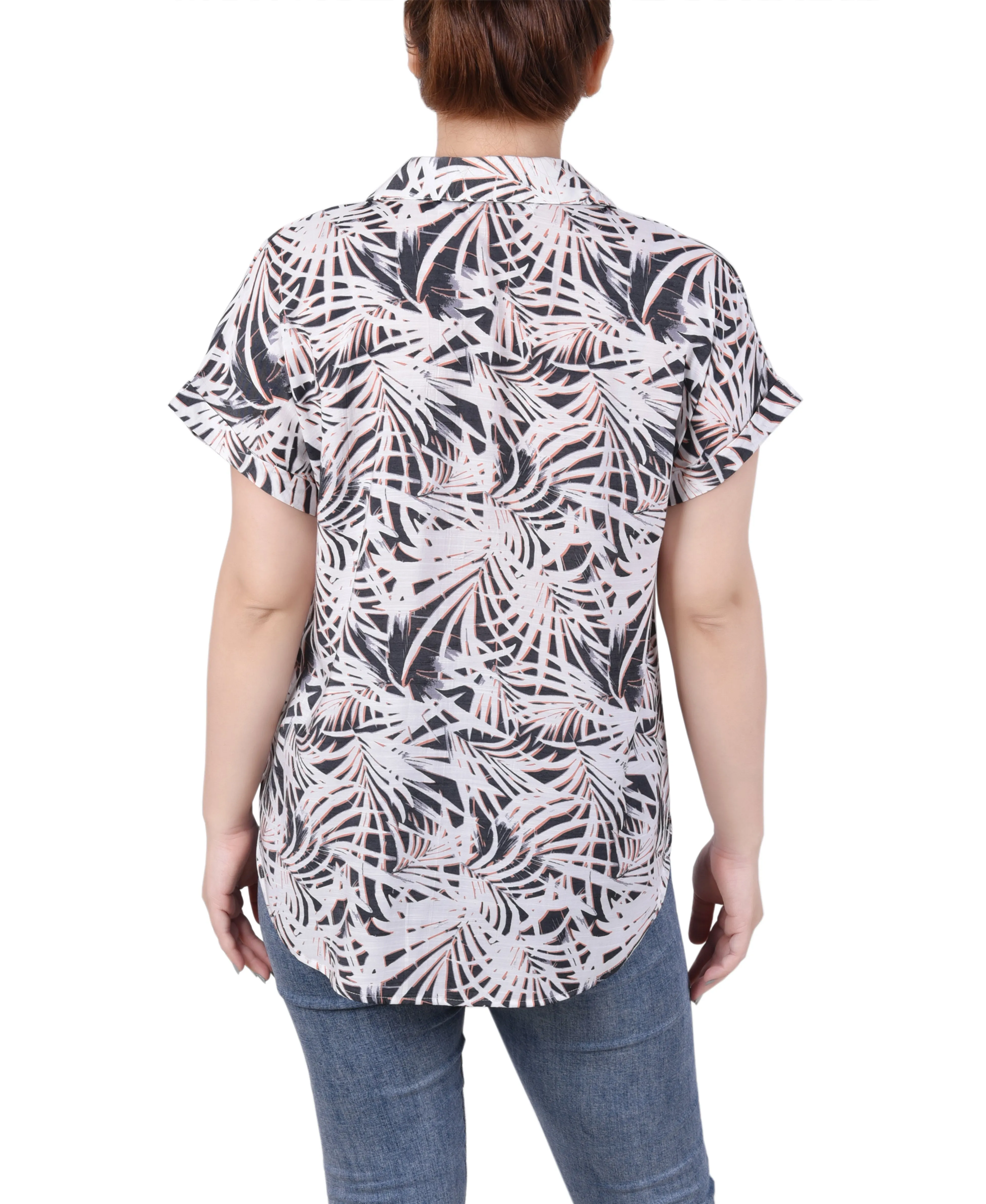 Blouse à boutonnage devant avec manches courtes retroussées