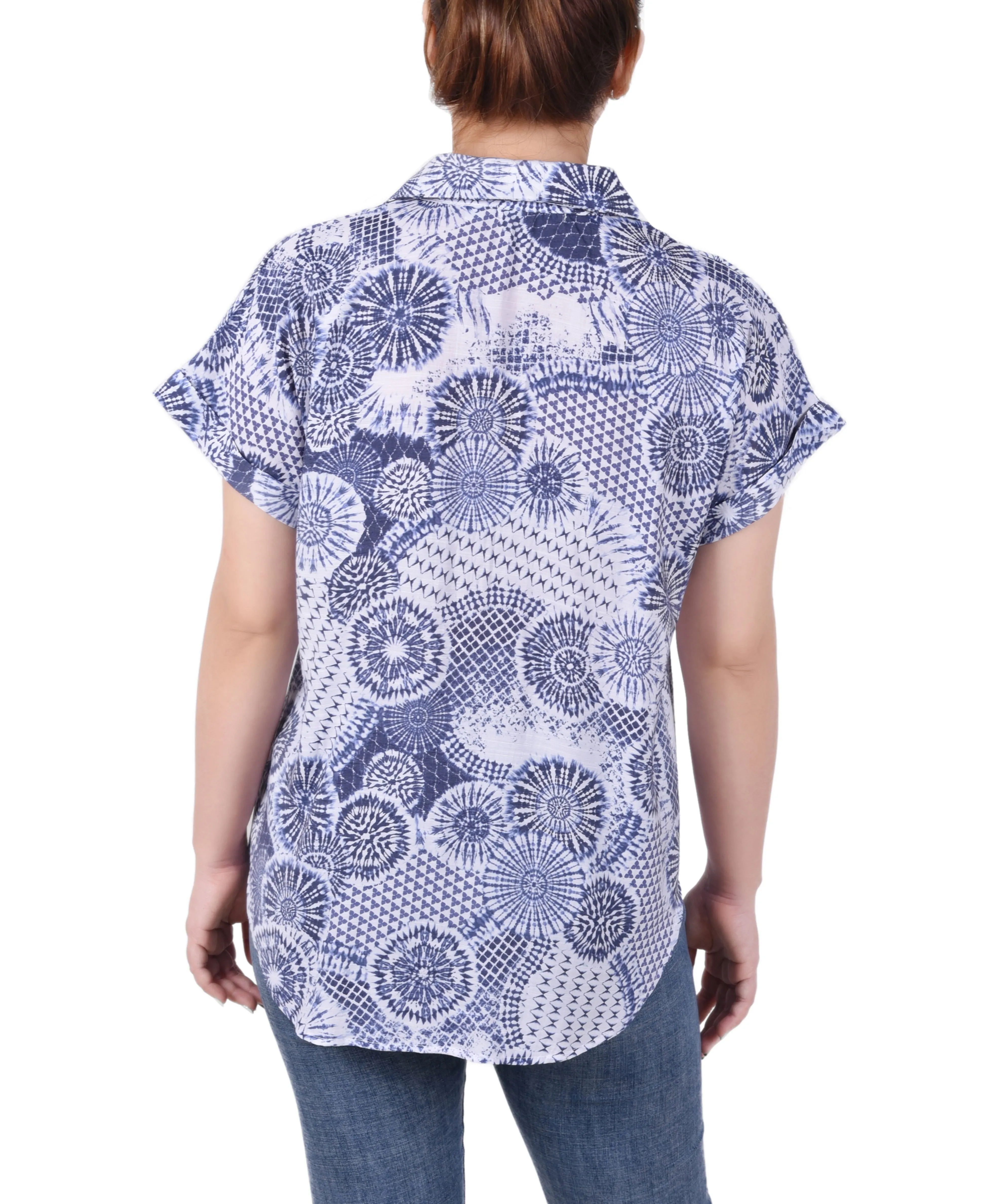 Blouse à boutonnage devant avec manches courtes retroussées