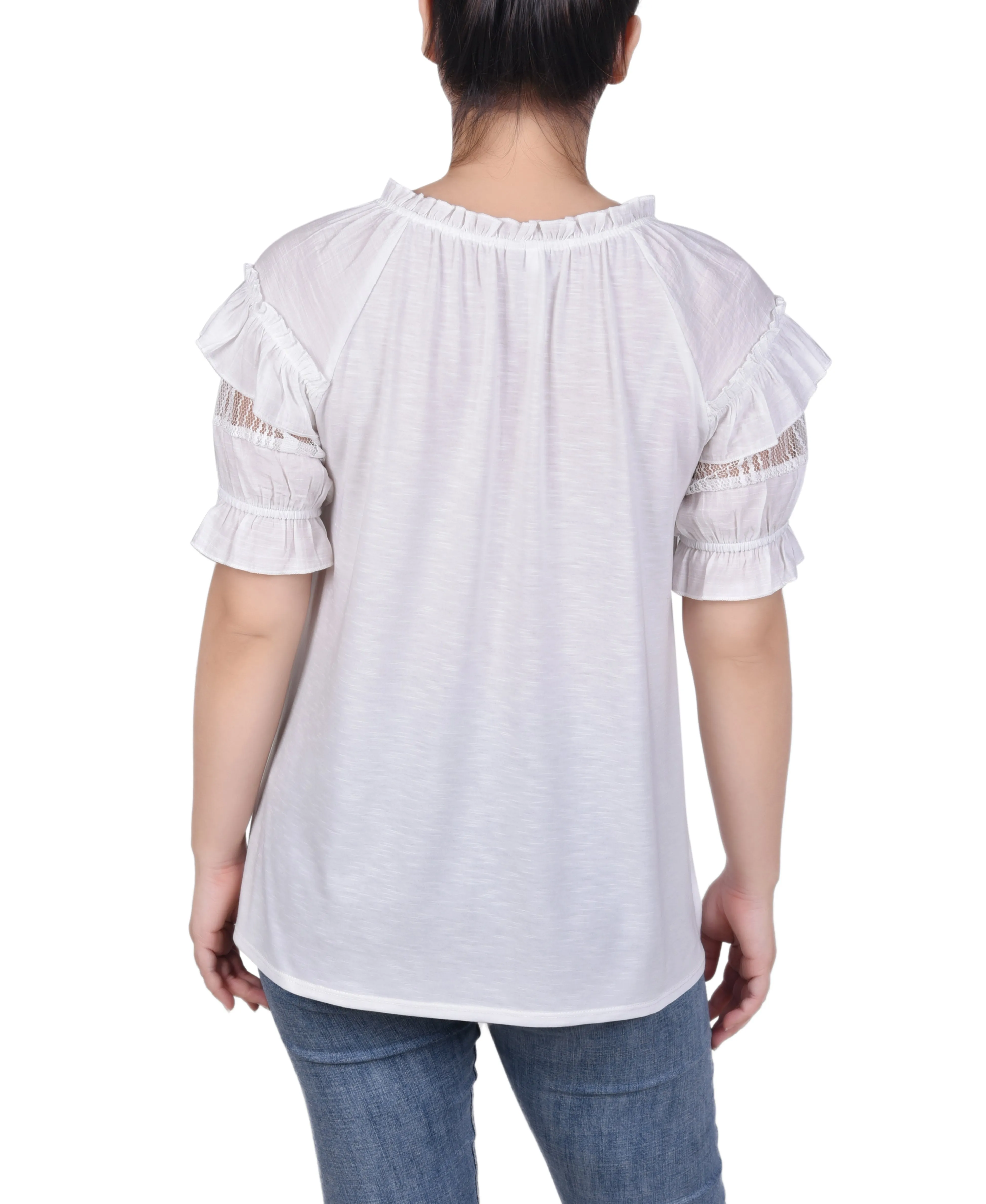 Blouse à manches courtes froncées