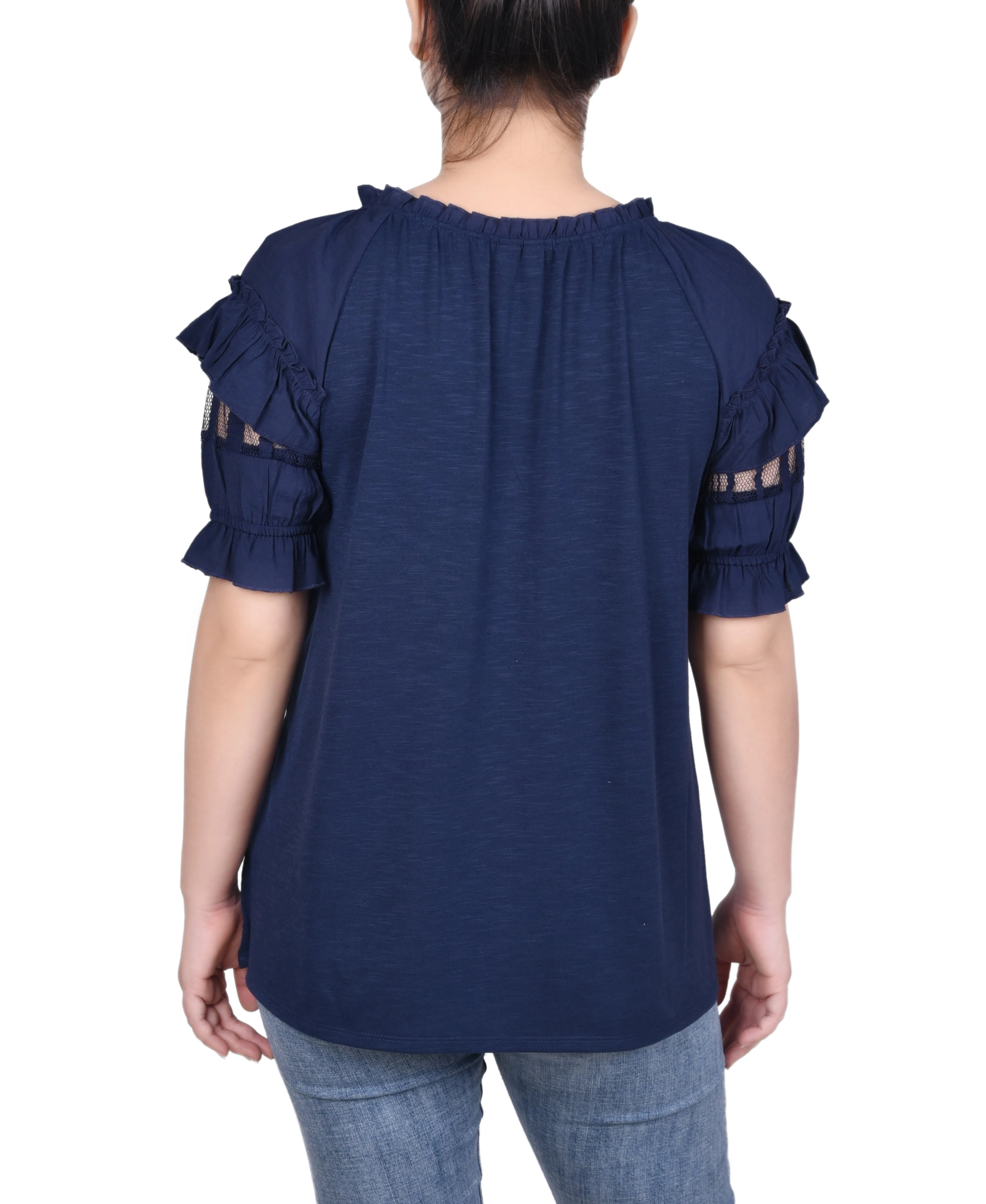 Blouse à manches courtes froncées