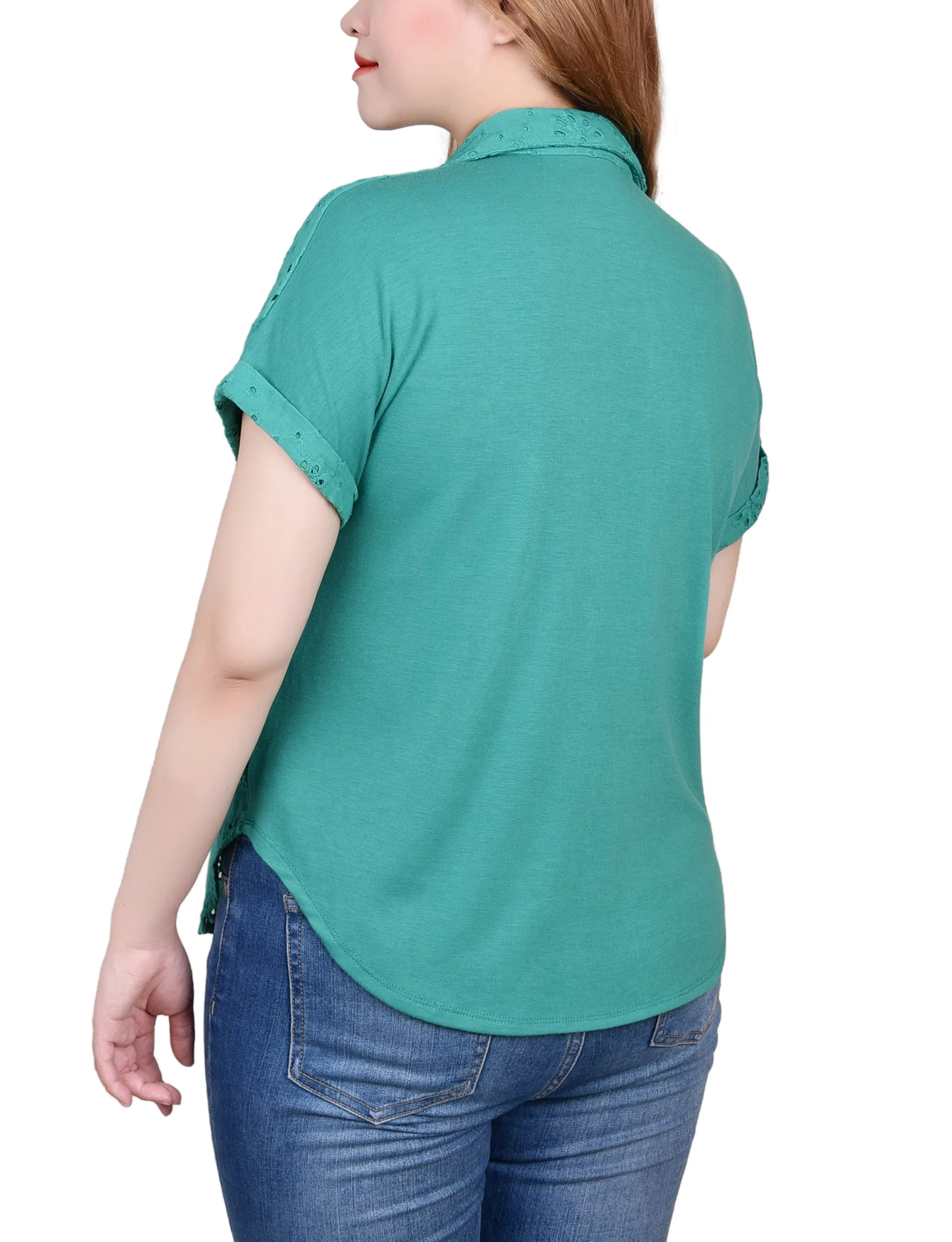 Blouse en jersey à manches courtes avec œillets