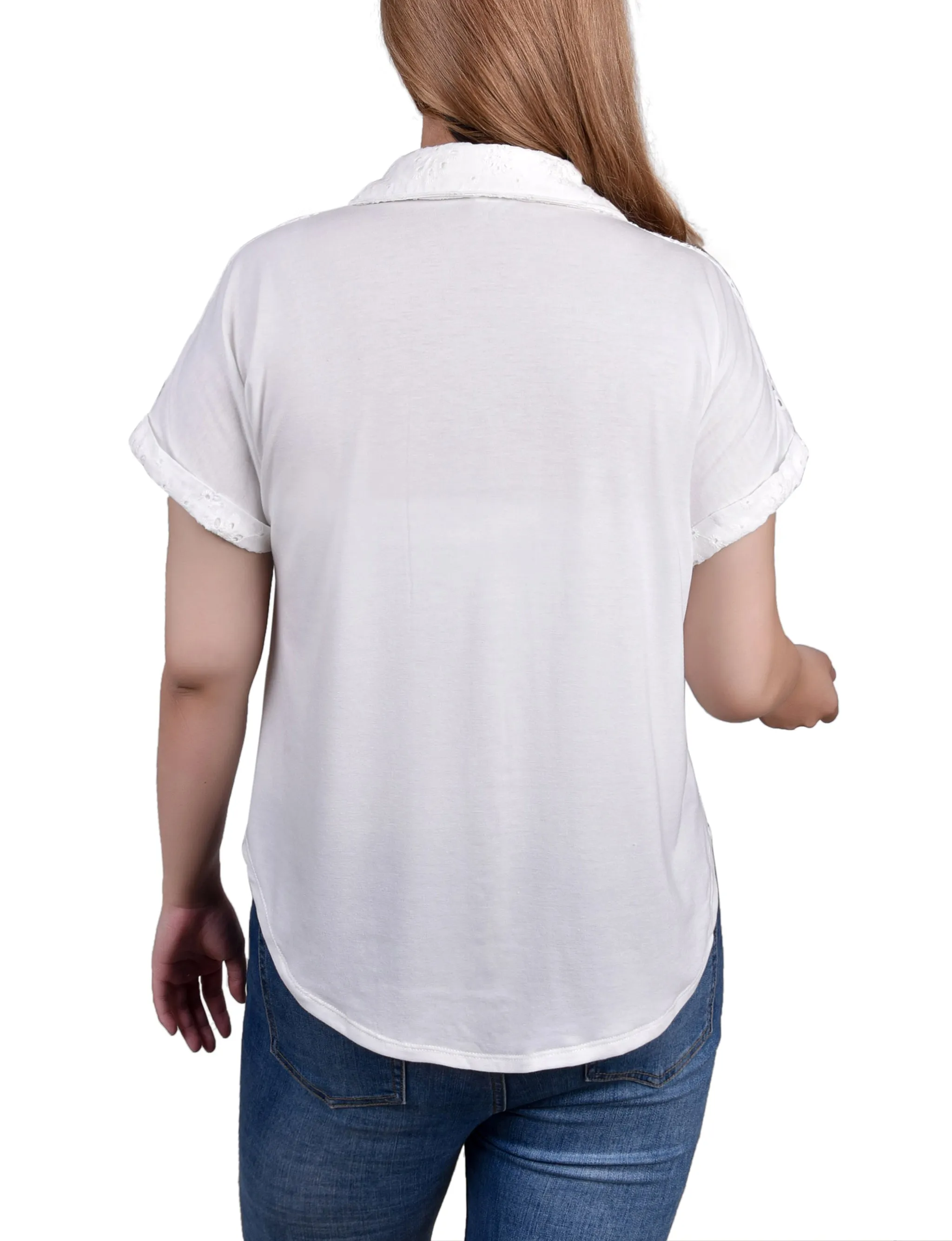 Blouse en jersey à manches courtes avec œillets