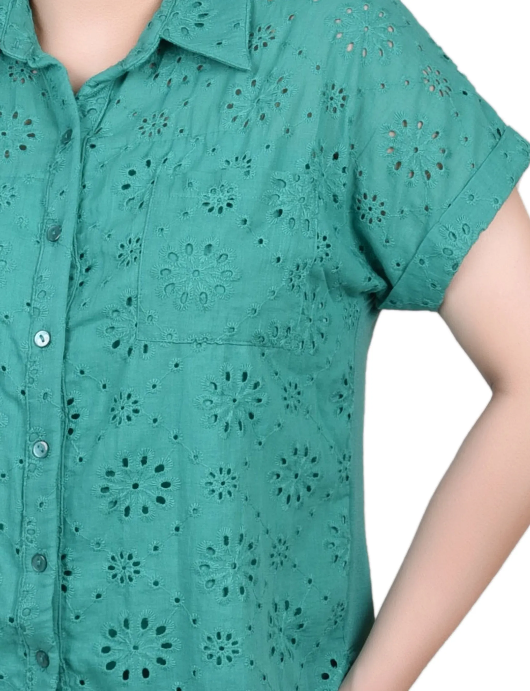 Blouse en jersey à manches courtes avec œillets