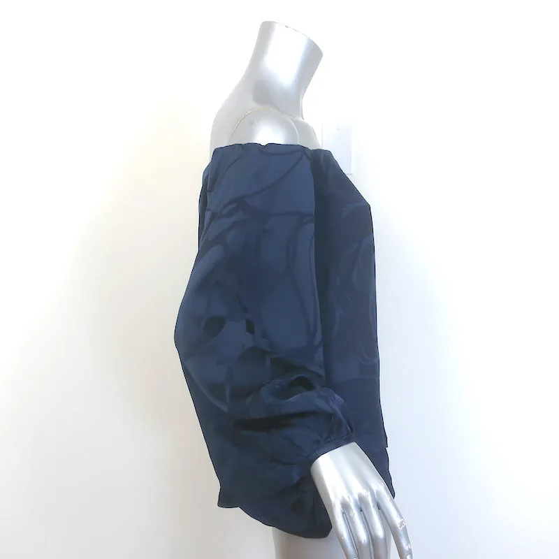 Silvia Tcherassi Blouse Stephanie Navy Jacquard Taille Petite Haut à Manches Blouson