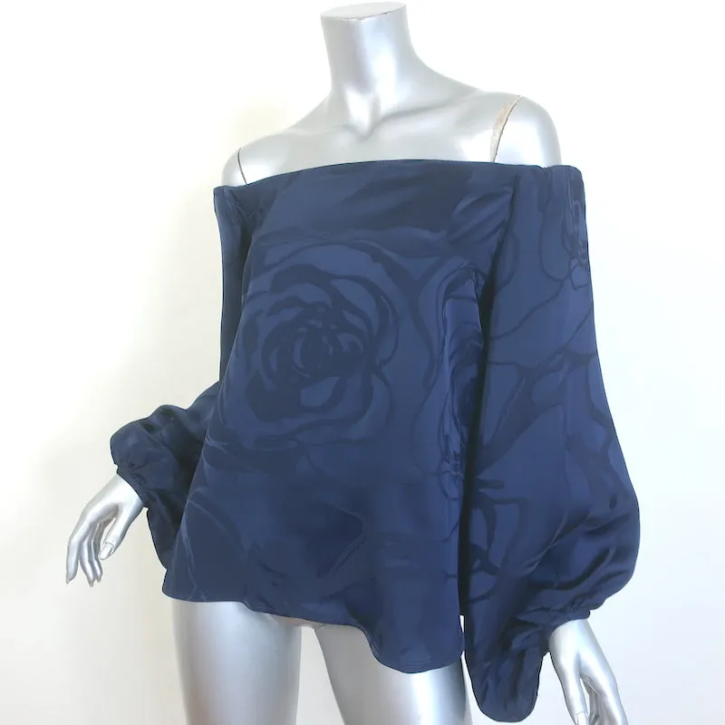 Silvia Tcherassi Blouse Stephanie Navy Jacquard Taille Petite Haut à Manches Blouson