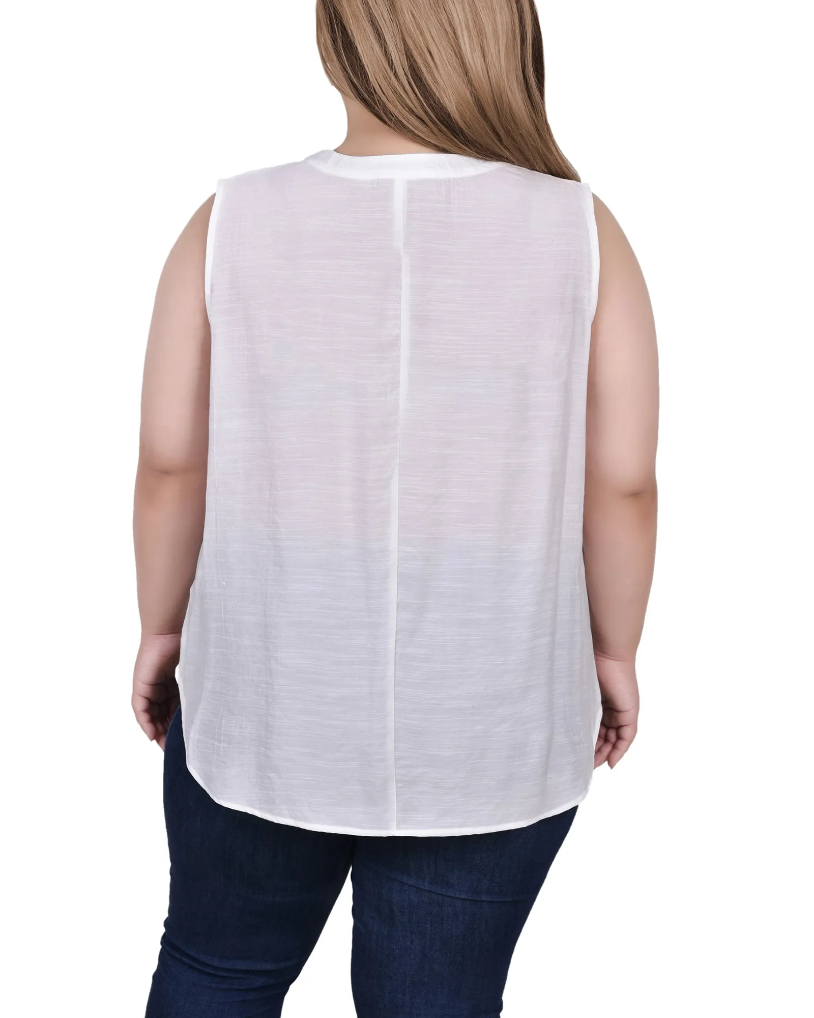 Blouse sans manches avec incrustations d'œillets