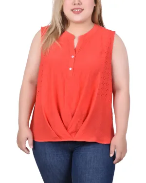 Sleeveless Blouse With Eyelet Insets