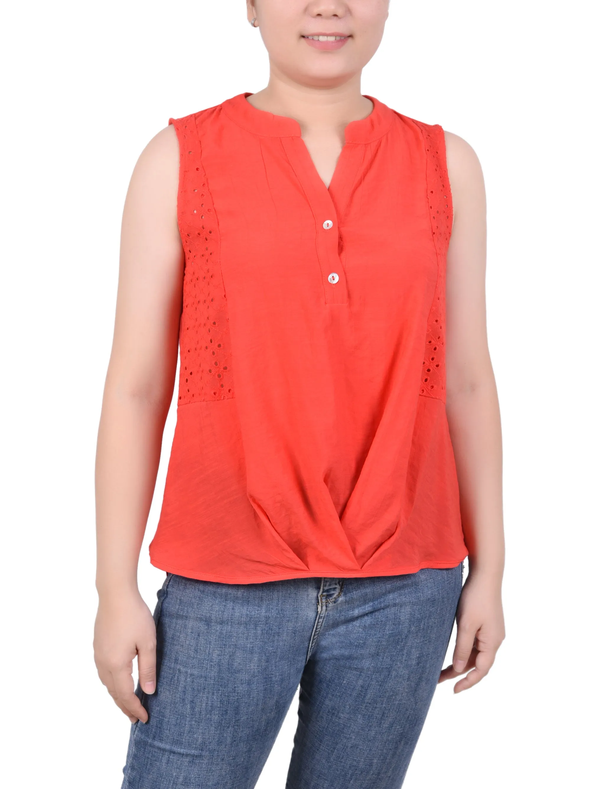 Blouse Sans Manches Avec Incrustations Œillets