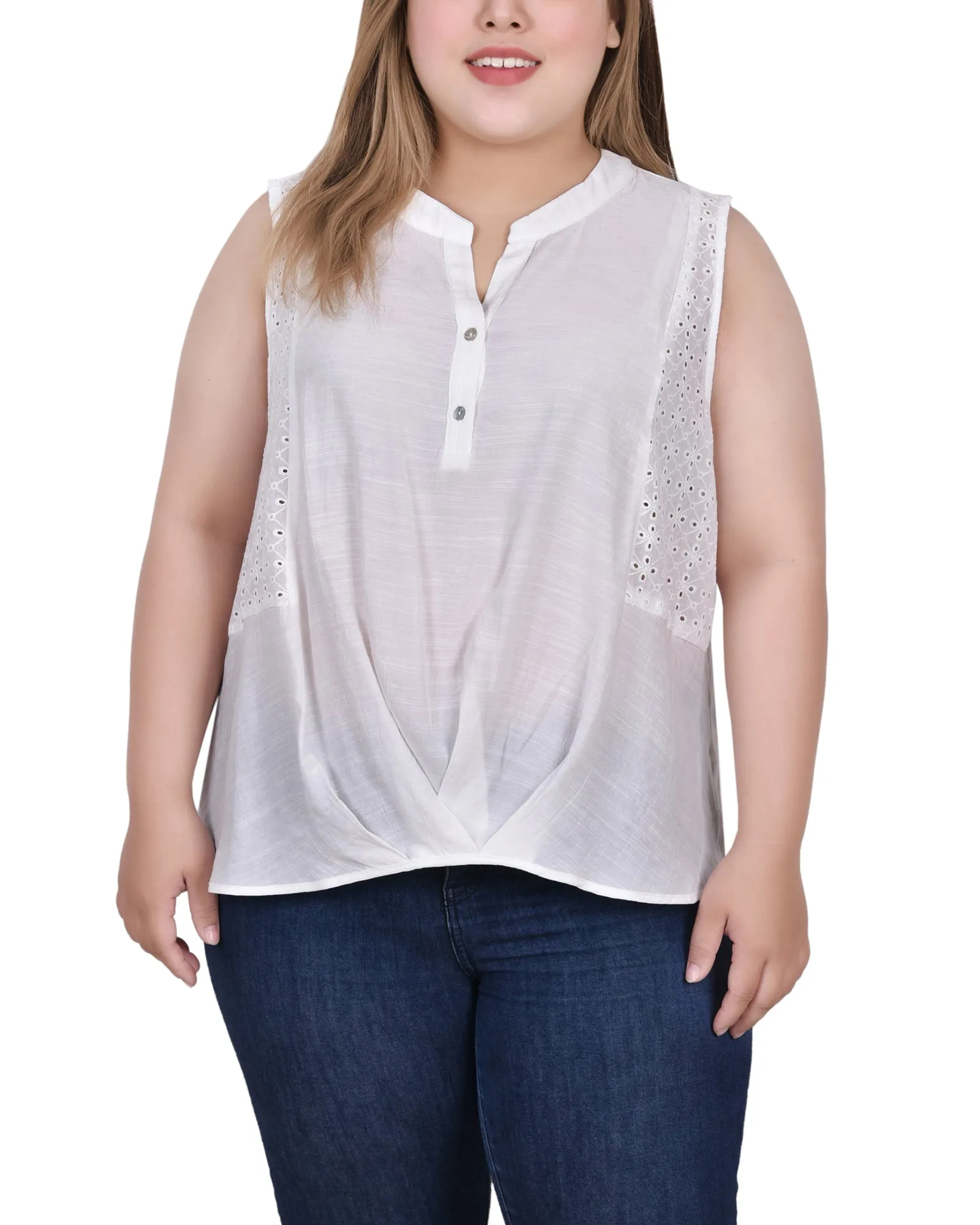 Blouse sans manches avec incrustations d'œillets