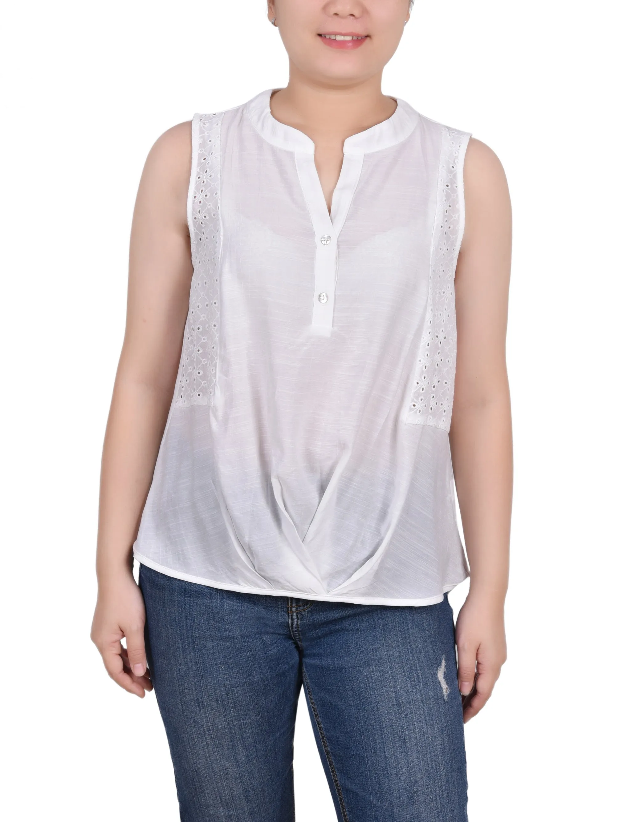 Blouse Sans Manches Avec Incrustations Œillets