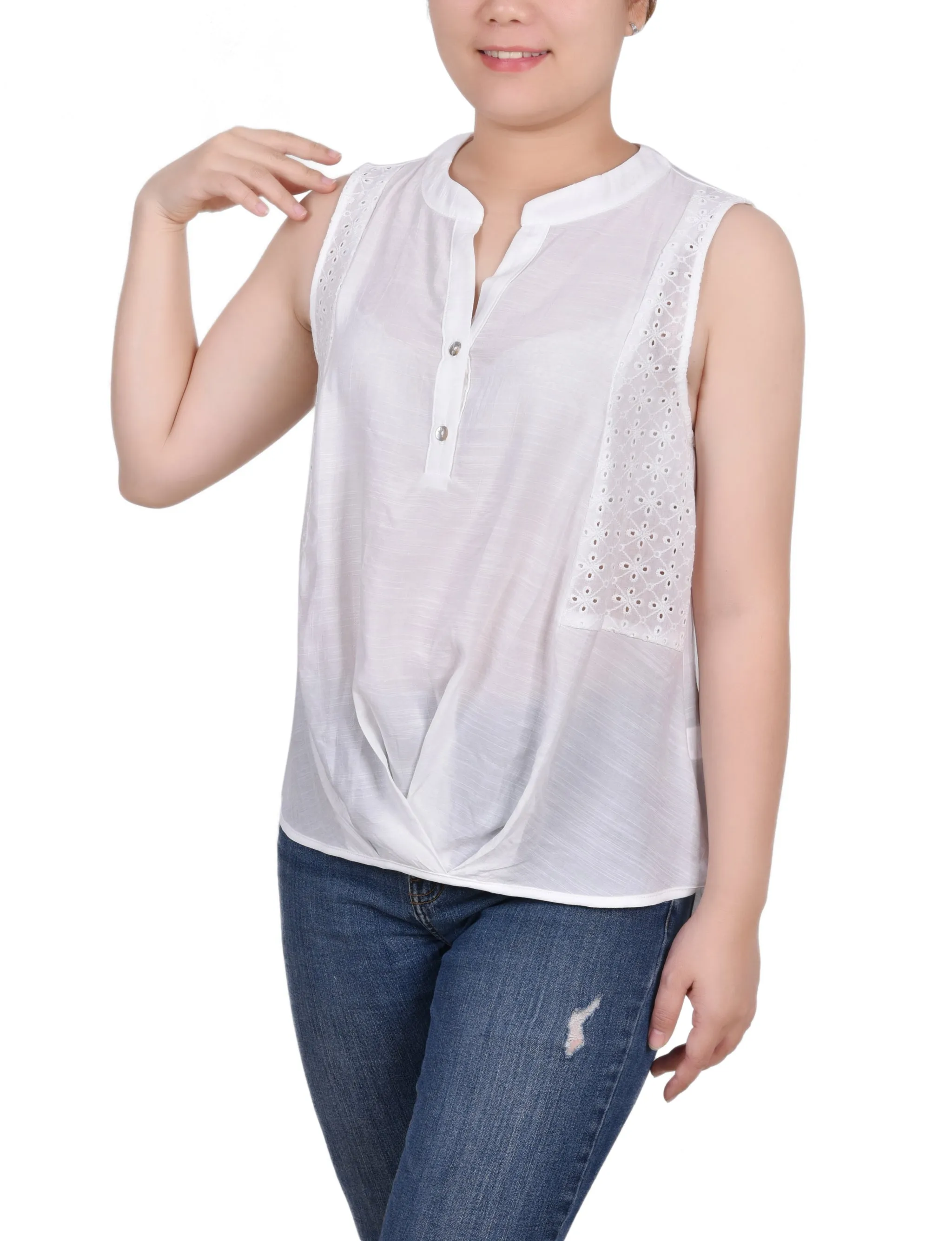Blouse Sans Manches Avec Incrustations Œillets