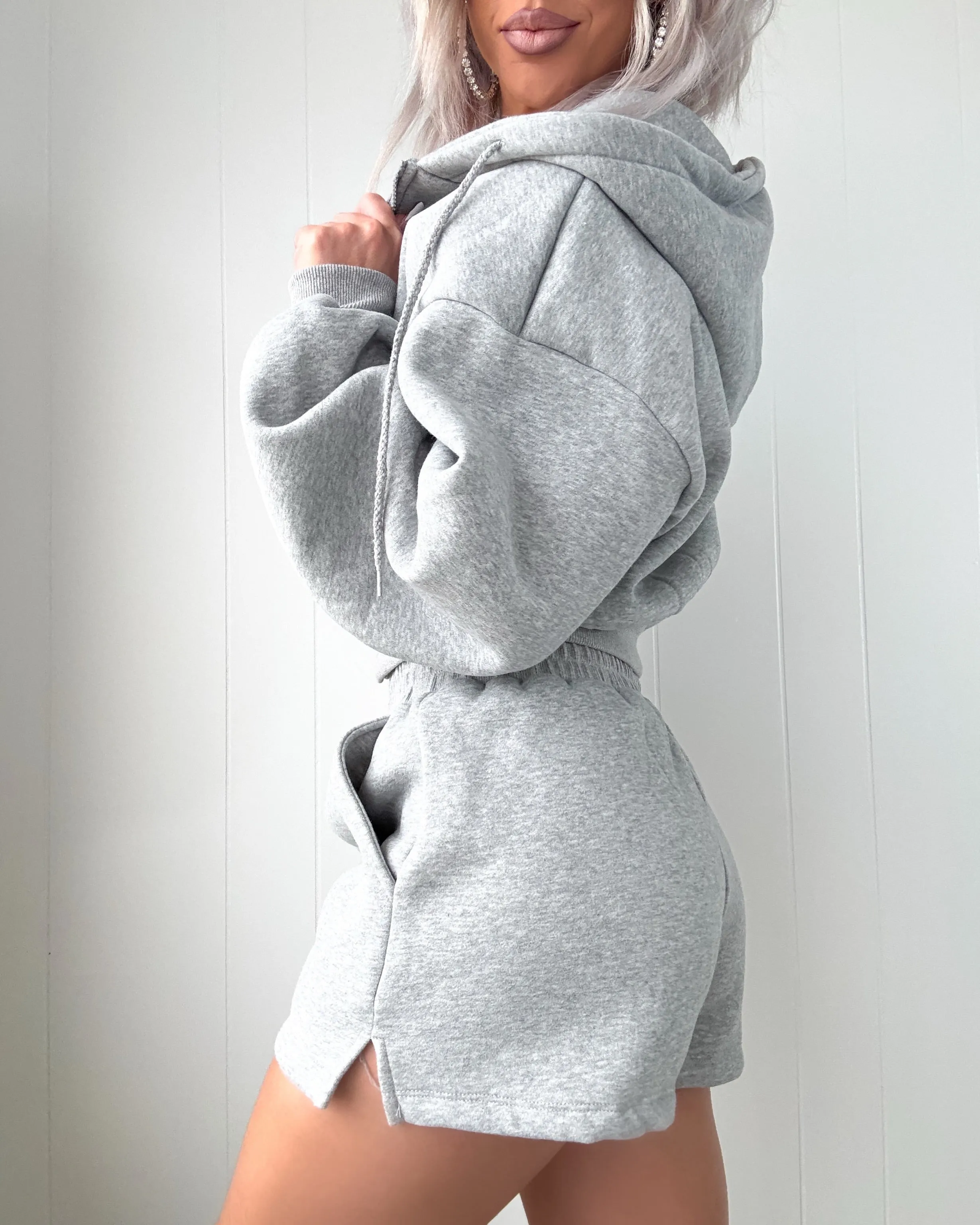 Ensemble de shorts en polaire Snuggle Squad - Gris chiné