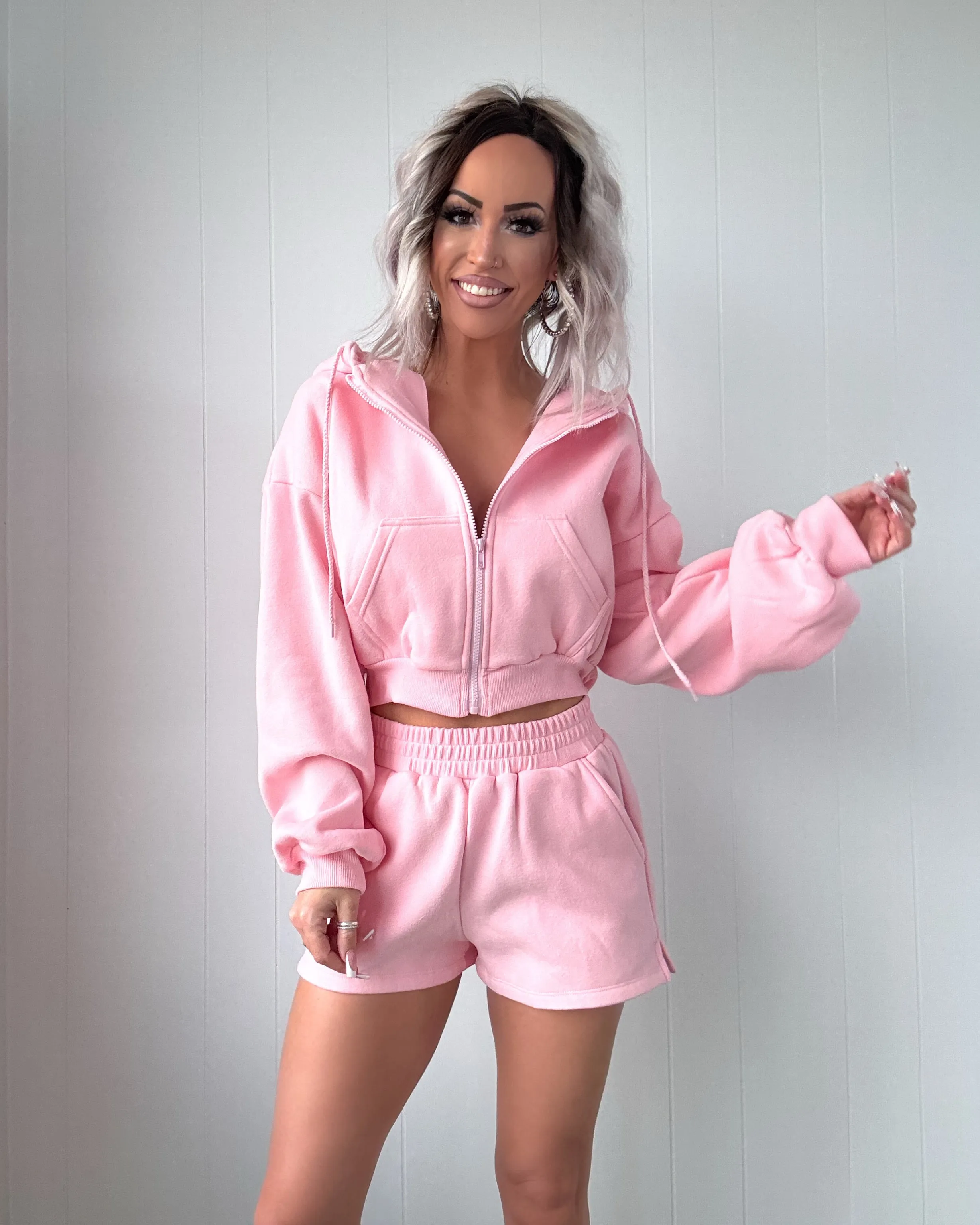 Ensemble de shorts en polaire Snuggle Squad - Rose