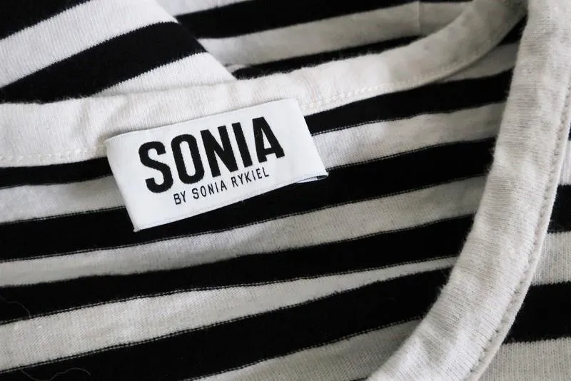 Sonia by Sonia Rykiel T-shirt à œillets et volants Rayures noir et blanc Taille S