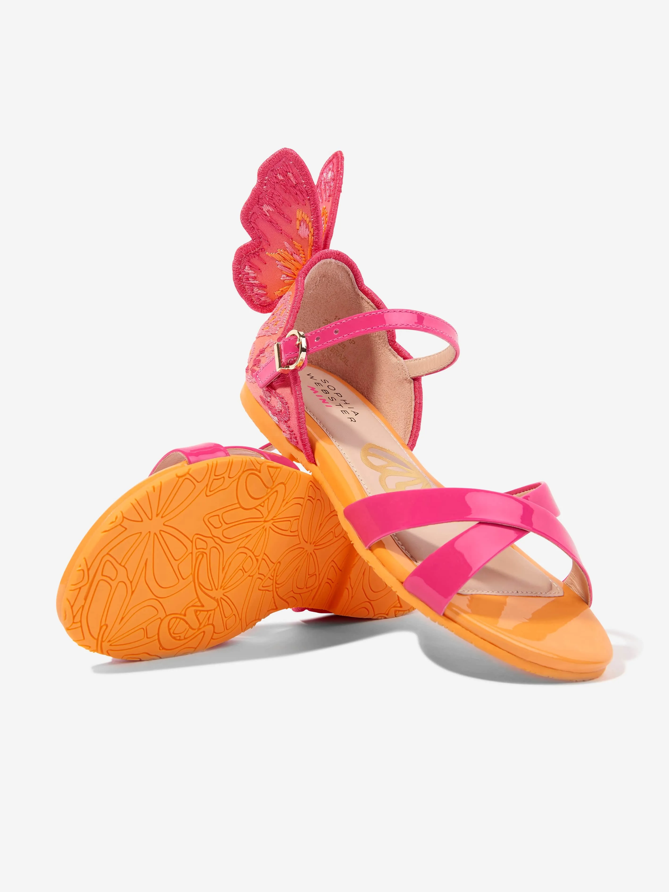 Sandales en cuir brodé Chiara pour fille Sophia Webster en rose