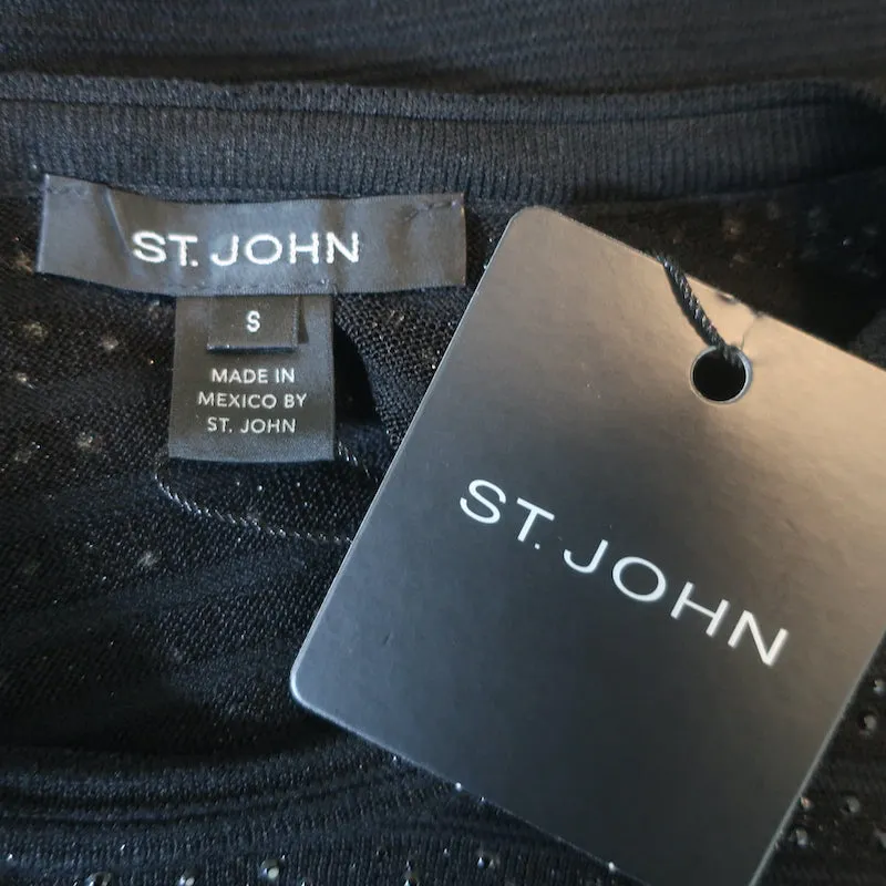 Haut à manches longues St. John avec cristaux Noir dégradé Taille S NEUF