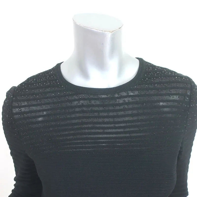 Haut à manches longues St. John avec cristaux Noir dégradé Taille S NEUF
