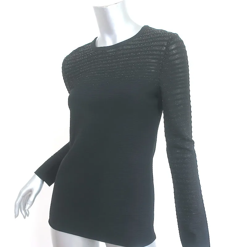 Haut à manches longues St. John avec cristaux Noir dégradé Taille S NEUF