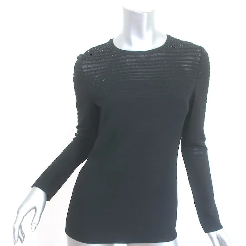 Haut à manches longues St. John avec cristaux Noir dégradé Taille S NEUF