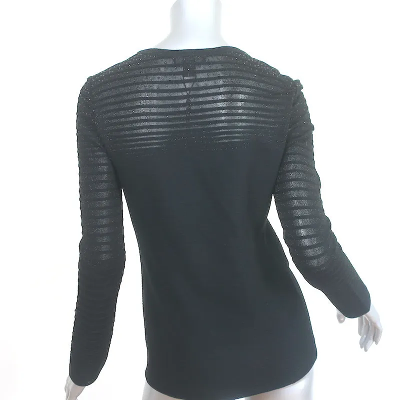 Haut à manches longues St. John avec cristaux Noir dégradé Taille S NEUF