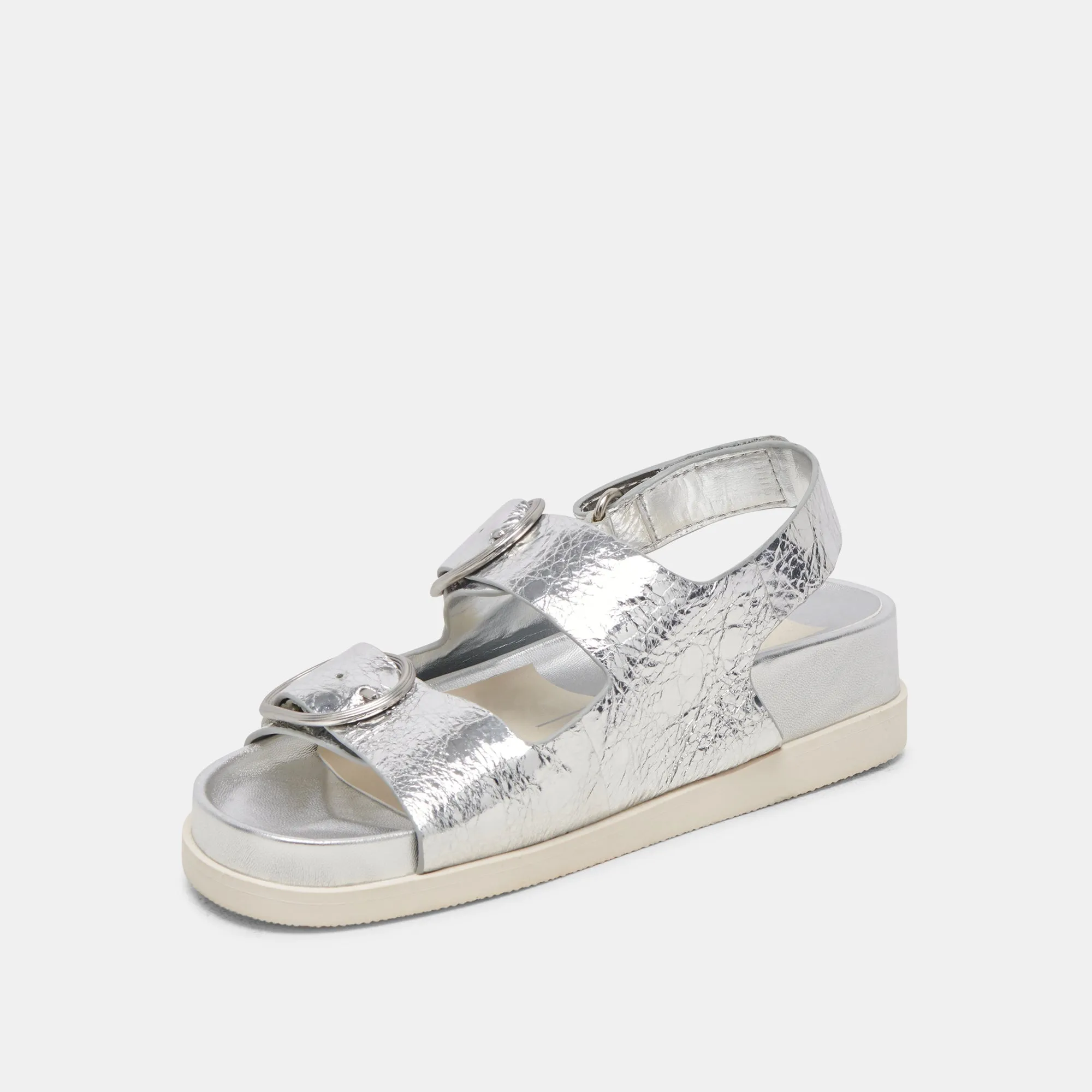 SANDALES STARLA EN CUIR ARGENTÉ VIEILLI