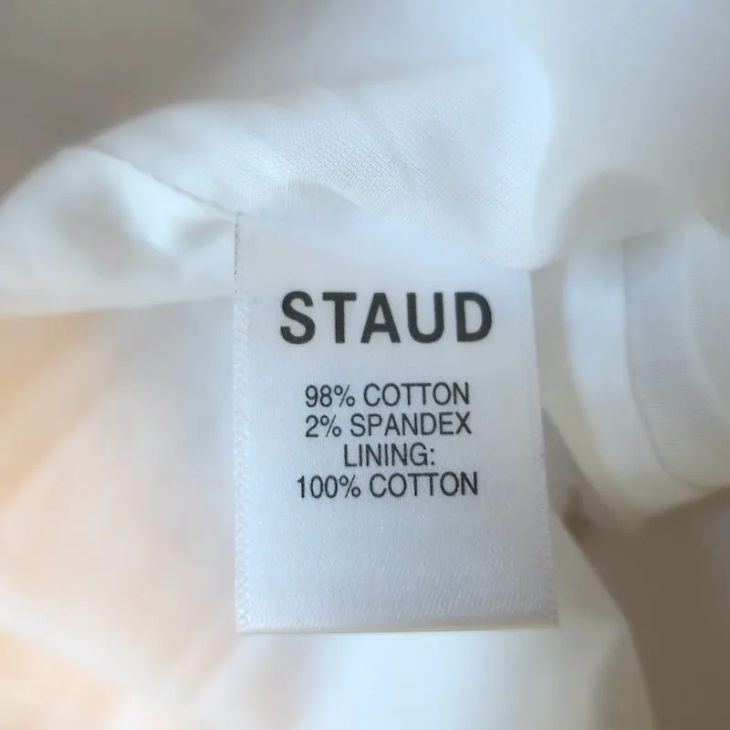 Haut STAUD à manches bouffantes Lana Blanc en coton extensible Taille 6 NEUF