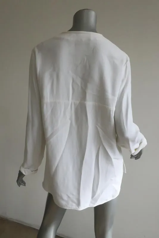 Stella McCartney Blouse Arlesa Demi-Zip Blanc Cady Taille 40 Haut à Manches Longues