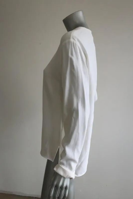 Stella McCartney Blouse Arlesa Demi-Zip Blanc Cady Taille 40 Haut à Manches Longues