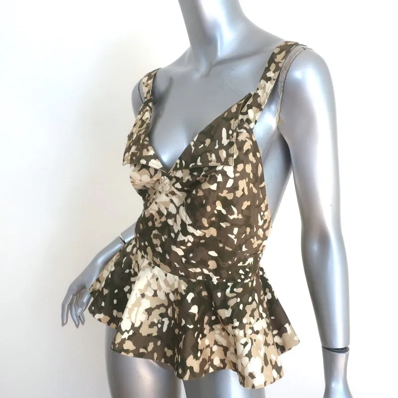 Stella McCartney Haut à péplum dos croisé Camouflage olive marron Taille 40