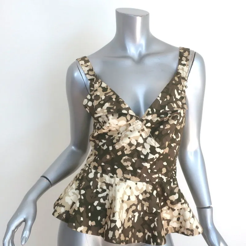Stella McCartney Haut à péplum dos croisé Camouflage olive marron Taille 40