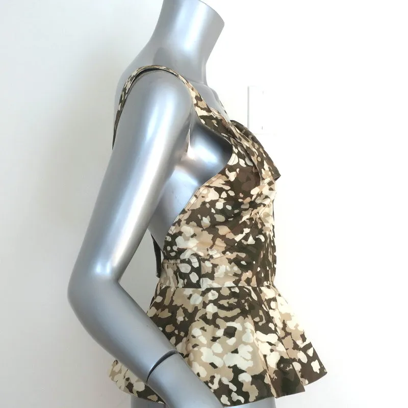 Stella McCartney Haut à péplum dos croisé Camouflage olive marron Taille 40