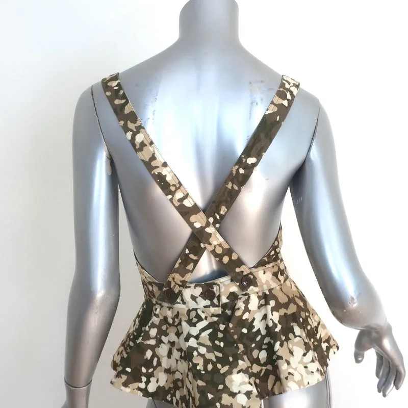 Stella McCartney Haut à péplum dos croisé Camouflage olive marron Taille 40