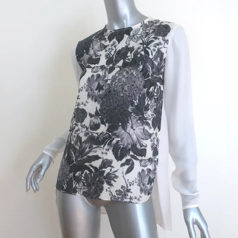 Blouse à motif floral Stella McCartney Blanc/Gris Soie Taille 38 Manches Longues