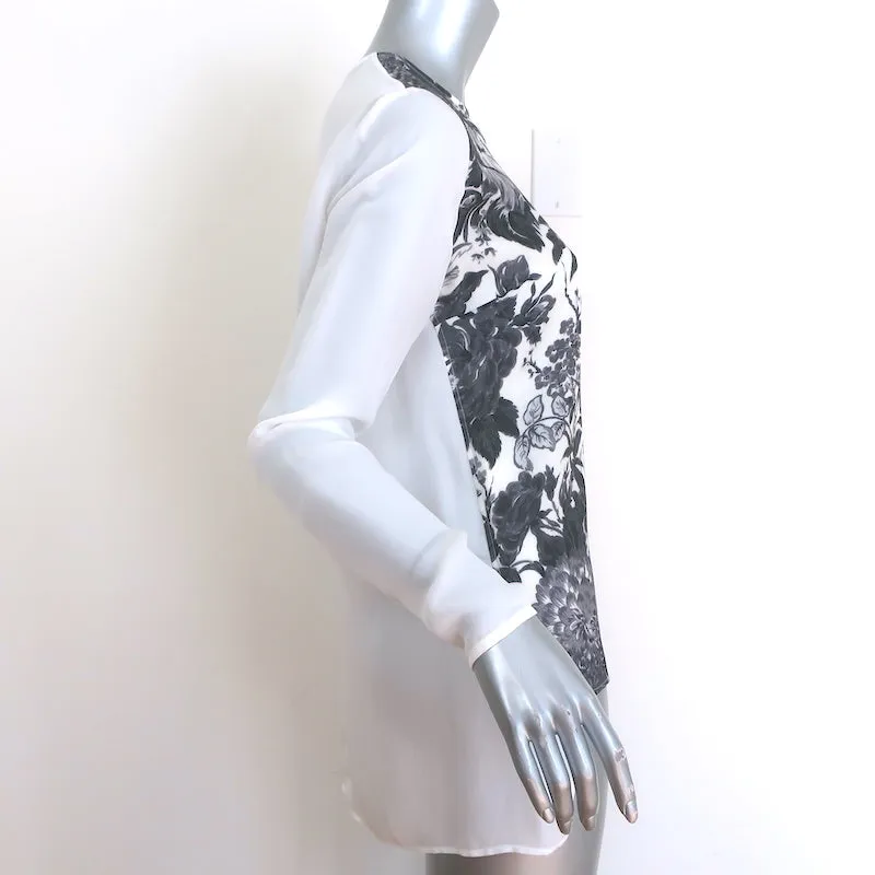 Blouse à motif floral Stella McCartney Blanc/Gris Soie Taille 38 Manches Longues